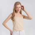 Slim fit apricot mulberry silk camisole with thin straps and smooth texture for women - M / Nude