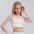 Coprispalle in seta rosa trasparente con bottone dorato e maniche lunghe da donna - Taglia unica / Rosa