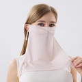 Pink pure mulberry silk sun protection face mask with neck cover and ear loops - One Size / Beige