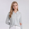 Camisa de seda de manga larga para mujer con lunares blancos y cierre de cremallera - XL / Patrón No. 685