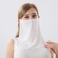 White silk UV protection face mask and neck gaiter with adjustable ear loops - One Size / White