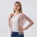 Silk mesh floral print sun protection cardigan with long sleeves and button closure - XL / Pattern No. 674