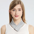 Adjustable light grey mulberry silk neck gaiter with elastic knit for warmth - Pocket For Warm Patches / Gray