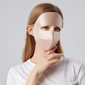 Maschera facciale in seta di gelso 22 momme color champagne con lacci regolabili - Caffè Nebbia di Seta