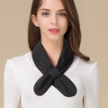 Quilted silk warm scarf in black with cross-over design for autumn and winter - One Size / Black