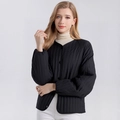 Zwart gewatteerd vestjack voor dames met knoopsluiting, casual en losse pasvorm - L / Zwart