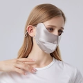 Premium silver-grey 22mm mulberry silk sun mask with adjustable ear straps and eye protection - Space Gray