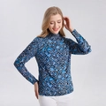 Top lupetto in lana a fiori blu con vestibilità slim e maniche lunghe da donna - XL / 806 Astratto Blu