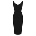 Elegant sleeveless sweetheart neckline bodycon dress in black vintage style - S / Black