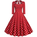Vintage 1950s red polka dot midi dress with sweetheart neckline and A-line skirt - S / Red