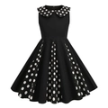 Vestido vintage sin mangas para niña en negro con lunares blancos y corte evasé chic - XS / Negro