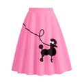 Vintage 50s Audrey Hepburn style bright pink poodle skirt with elegant flare design - Pink