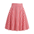 Gonna classica a trapezio a righe verticali rosse e bianche con vita alta - S / Rosso