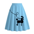 Sky blue 1950s retro poodle skirt with high waist and A-line silhouette for women - Sky Blue