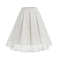 Elegante gonna a trapezio in pizzo bianco con trama floreale e fondo traforato - S / Bianco