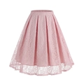 Gonna a trapezio vintage in pizzo rosa pallido con eleganti pieghe floreali da donna - S / Rosa