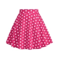 Vintage A-Linien Rock für Mädchen in Rosa mit weißen Punkten und breitem Taillenbund - XS / Fuchsia