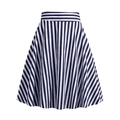 Gonna classica a trapezio a righe blu navy e bianche con dettaglio vita orizzontale - S / Blu navy