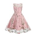 Ärmelloses Mädchenkleid in Rosa mit Blumenstickerei, Rundhalsausschnitt und Tüllrock - Rosa / 160