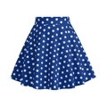 Gonna a trapezio vintage blu reale a pois per bambine con vita alta in cotone misto - XS / Blu