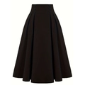 Jupe trapèze plissée noire classique à taille haute avec boutons décoratifs élégants - S / Noir