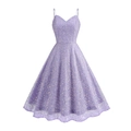 Elegantes lila Pailletten-Abendkleid mit V-Ausschnitt, Spaghettiträgern und A-Linie - S / Lila