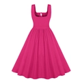 Robe sans manches évasée rose vif avec encolure carrée et détail découpé au dos - S / Rouge Rose