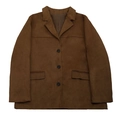 Brown faux suede blazer for women featuring notch lapel and three-button closure - S / Blazer Jacket (28647) / Brown