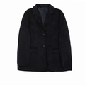 Classic black faux suede blazer for men featuring three buttons and a notched lapel design - S / Blazer Jacket (28647) / Black