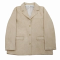 Classic beige suede texture blazer with single-breasted three buttons and flap pockets - S / Blazer Jacket (28647) / Khaki