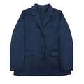 Women's vintage long-sleeve dark blue blazer with pockets and button closure - S / Blazer Jacket (28647) / Dark Blue