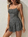 Slim fit floral A-line mini dress with black and white print and bow shoulder straps - S / Black