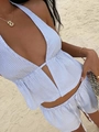Set due pezzi da donna con top a fascia e pantaloncini a righe bianche e blu da spiaggia - S / A Righe Blu Chiaro