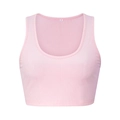Crop top in maglia a coste rosa con scollo a U sexy e design aderente senza maniche - S / Rosa