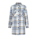 Veste chemise à carreaux bleu clair avec manches longues et poches poitrine - S / Bleu clair