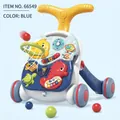 Blue multifunctional baby walker with musical keyboard, toy clock and mini basketball hoop - Basketball Seahorse Walker (Blue)