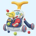 Blue multifunctional baby walker with musical keyboard, toy clock and mini basketball hoop - Basketball Seahorse Walker (Blue)
