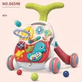 Red 3-in-1 baby walker toy with music keyboard, basketball hoop, and activity clock - Basketball Seahorse Walker (Red)