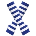 Blue and white striped fingerless long arm warmers with thumb hole for sports fashion - Royal Blue And White / Wide Stripe 60 / One Size