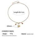 Gold stainless steel sun and star charm necklace with orange zircon and pearl accents - 2508zk51586xl