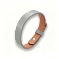 Bracelet en cuir gris clair réglable avec doublure beige et détail en métal argenté - Gris [cuir Véritable]