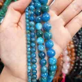 Perle tonde in apatite blu naturale per gioielli DIY in varie dimensioni da 4mm a 12mm - 6mm (circa 62 pezzi) / Blu