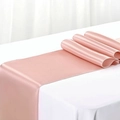 Elegant champagne pink satin table runner with high glossy silk texture for wedding decor - 30x275cm / Rose Gold
