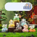Kunlun Nine-Tailed Fox collectible figurines set with floral bases in a forest setting - A152 Kunlun Nine-tailed Fox Small Incense Burner Set 6 / Random 1pc