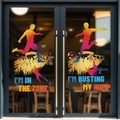 Regenboog voetbal raamstickers met silhouetten van atleten en motiverende quotes - 60cmx40cm (2 Vellen) / Regenboogverloop