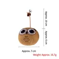 Brown owl plush cat toy with silver bell and hanging rope, size 6x7cm weight 16.7g - Brown Owl