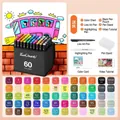 Complete 60-color dual-tip alcohol art marker set with base and storage bag for students - 60 Colors for Students (With 6 Gifts)