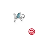 S925 sterling silver butterfly stud with blue and white marquise zircon stones - Single White Gold #1 (Butterfly Blue Zirconia)