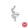S925 sterling silver marquise cluster heart flat back stud earring for cartilage piercing - Single White Gold #3 (Five Marquise Leaf)