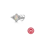 S925 sterling silver marquise opal heart flat back stud earring with tiny diamonds - Single White Gold #4 (Marquise Opal White Zirconia)